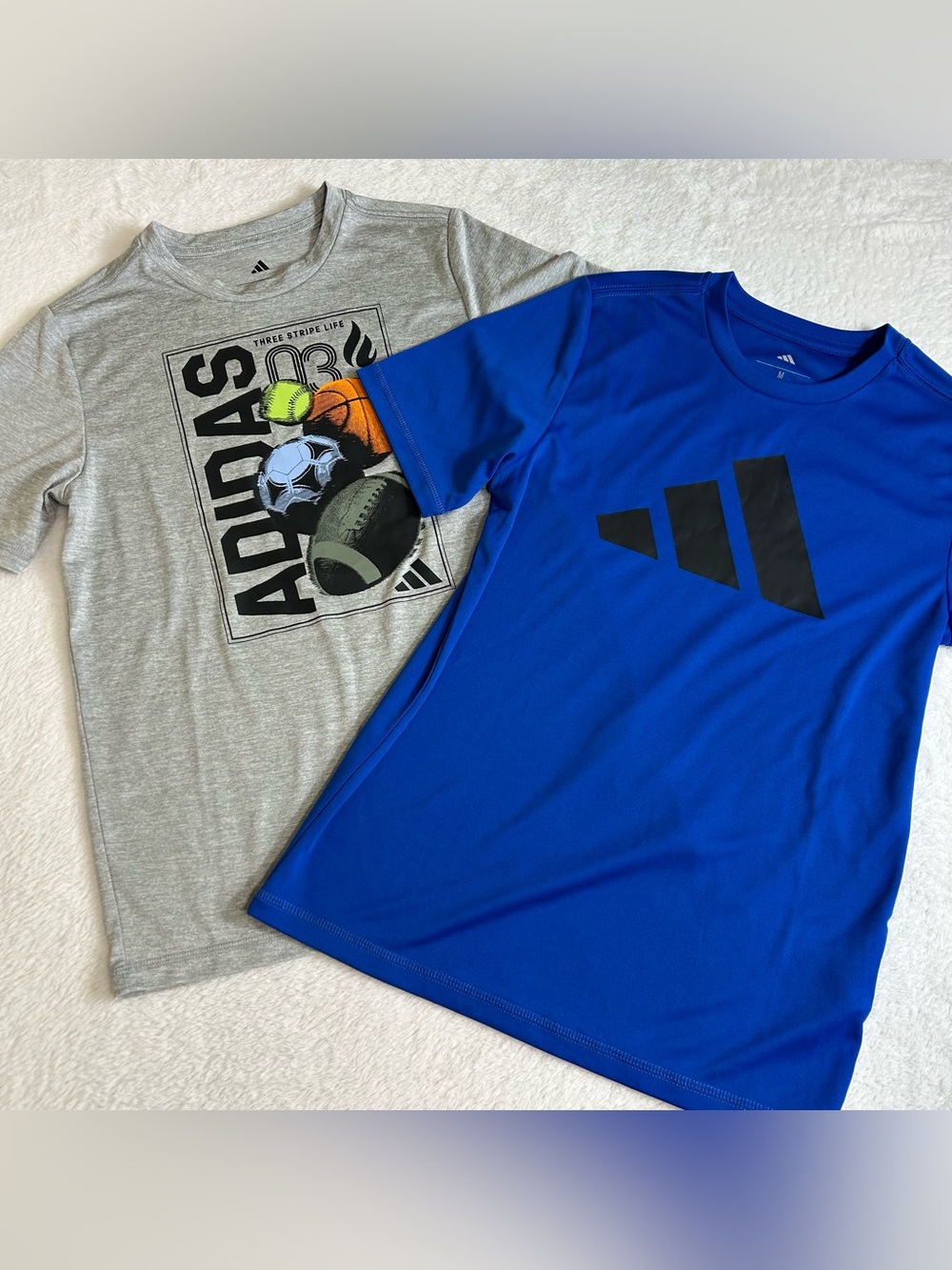 Adidas Kids Boys T Shirt Size M 10/12 Multicolored Short Sleeve Pullover Logo